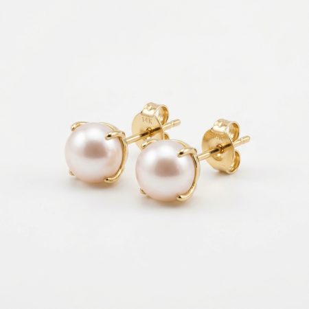 Pearl & Gold Stud Earrings
